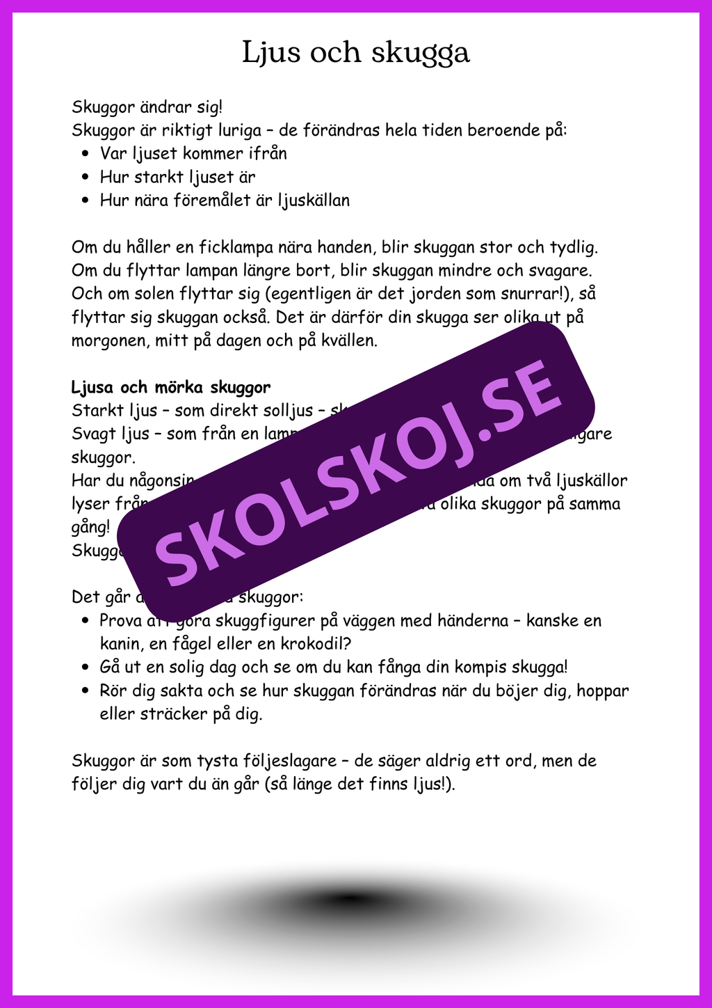 Ljud och ljus - En spännande upptäcktsresa - Årskurs 4 - 6