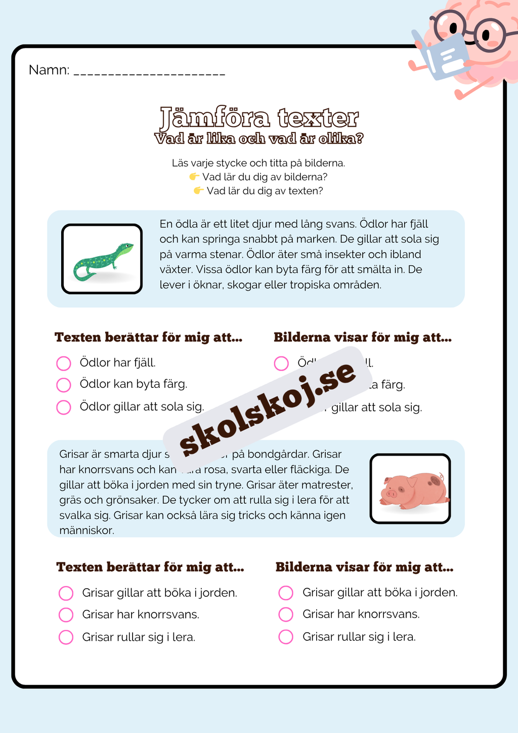 Jämföra texter - Årskurs 2 - 4