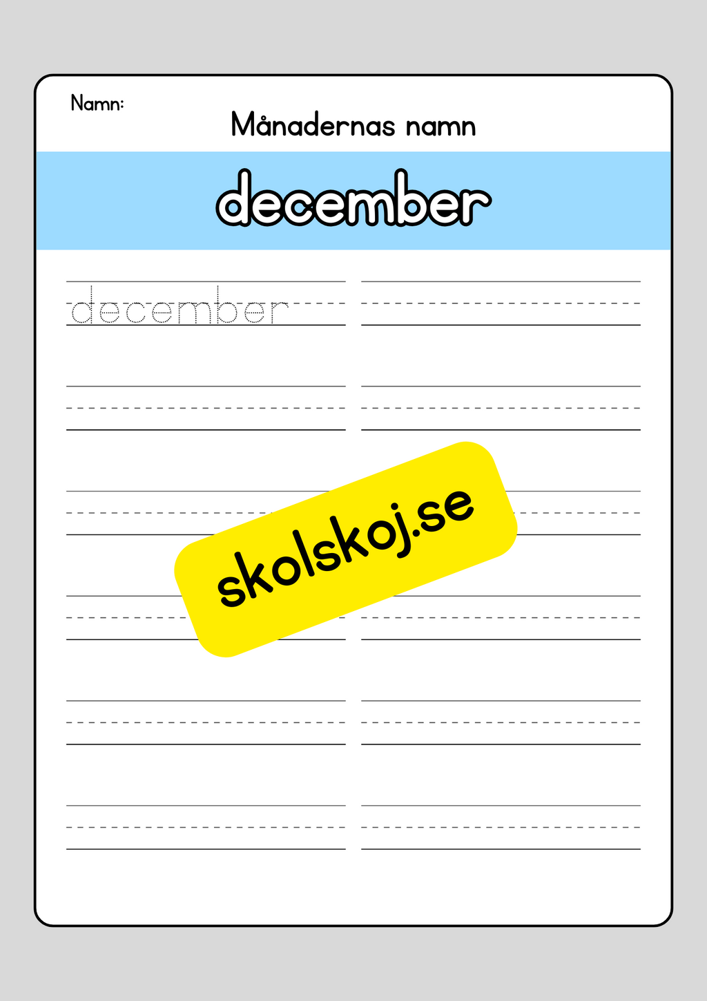 Lär dig skriva månadernas namn