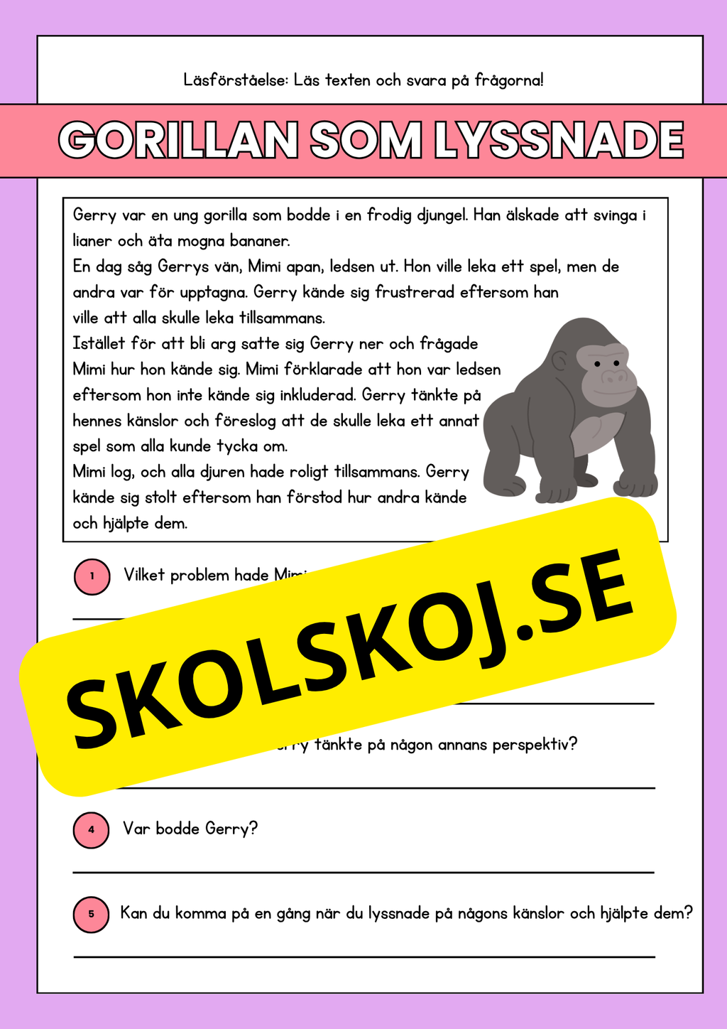 Läsförståelse - Djur- 14 texter