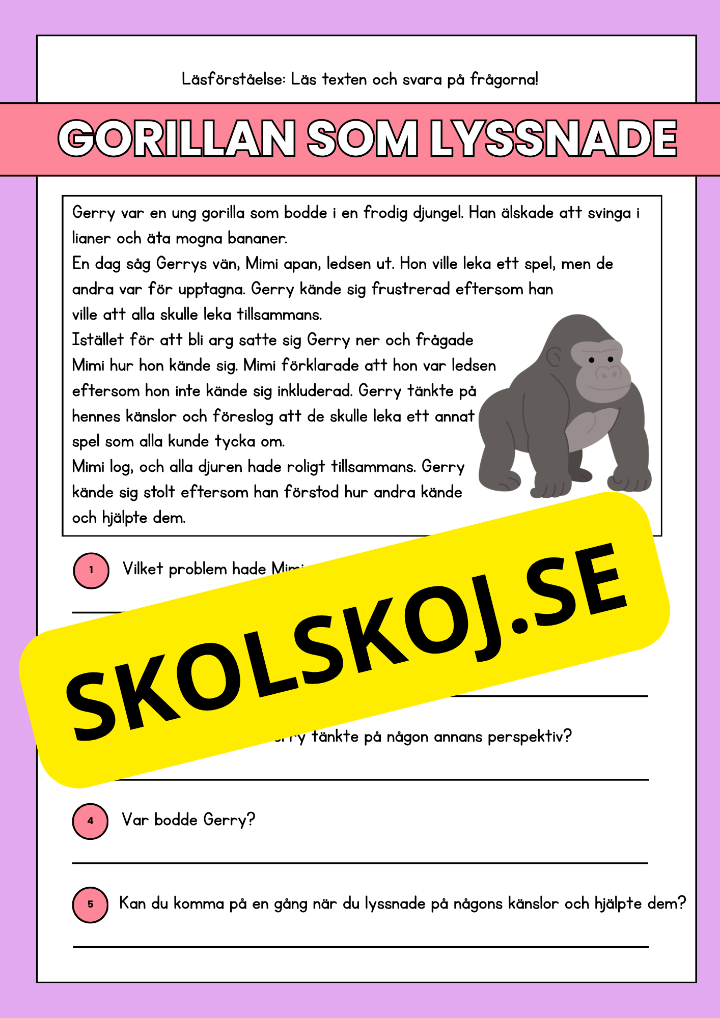 Läsförståelse - Djur- 14 texter
