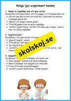 Ljusets hemligheter - Faktatext + frågor och experiment - Årskurs 4 - 6