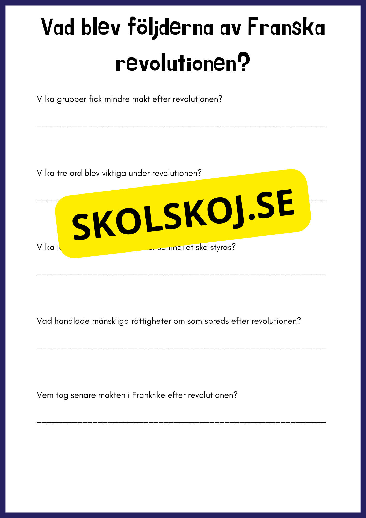 Franska revolutionen - Årskurs 4 - 6