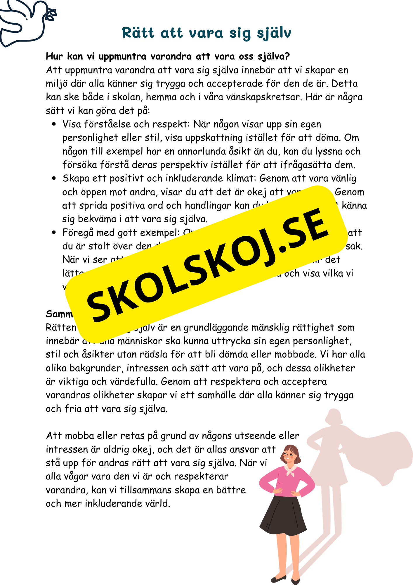 Att vara sig själv: Dina rättigheter och ansvar - Årskurs 4 - 6