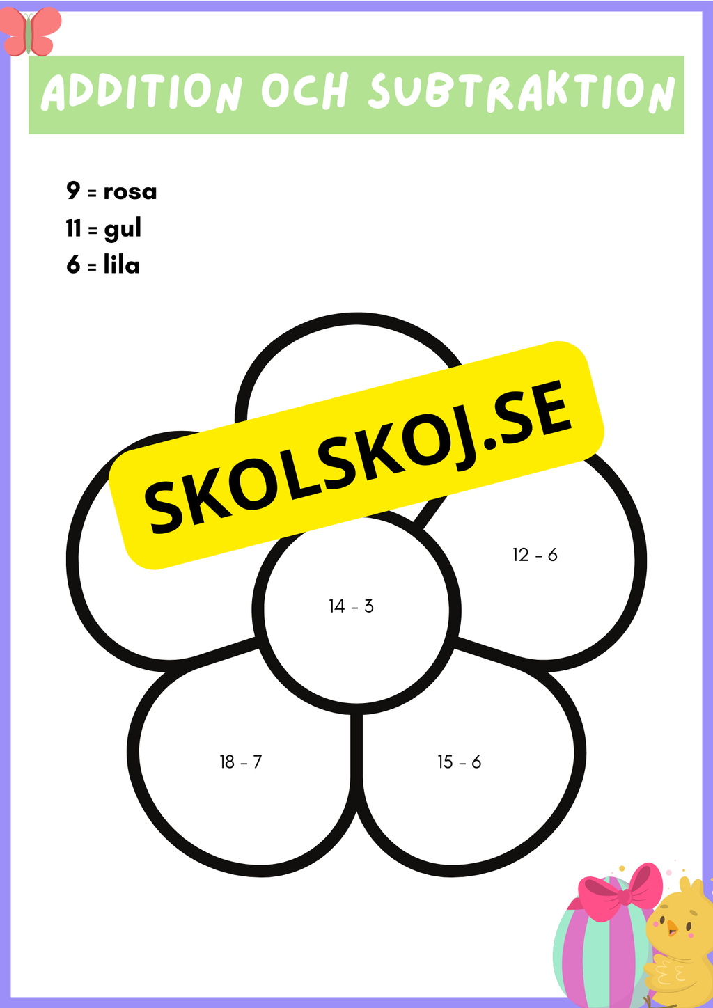 Addition och subtraktion - Tema påsk