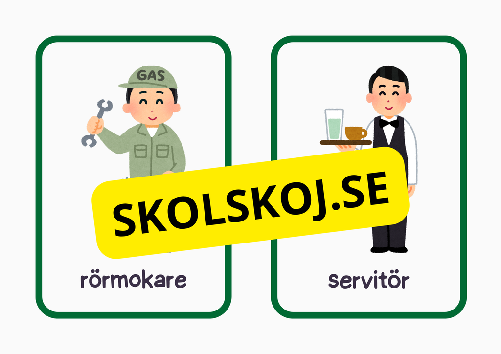 Flashkort - Tema yrke - A5 format
