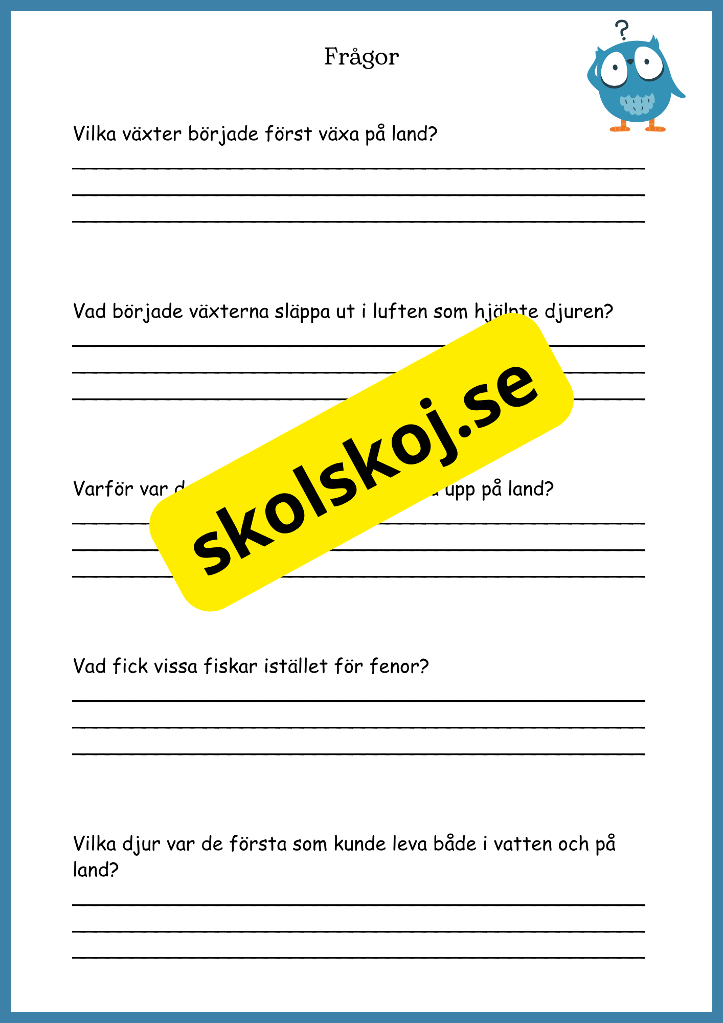 Livets fantastiska resa på jorden - Fakta + frågor - Åk 4 - 6