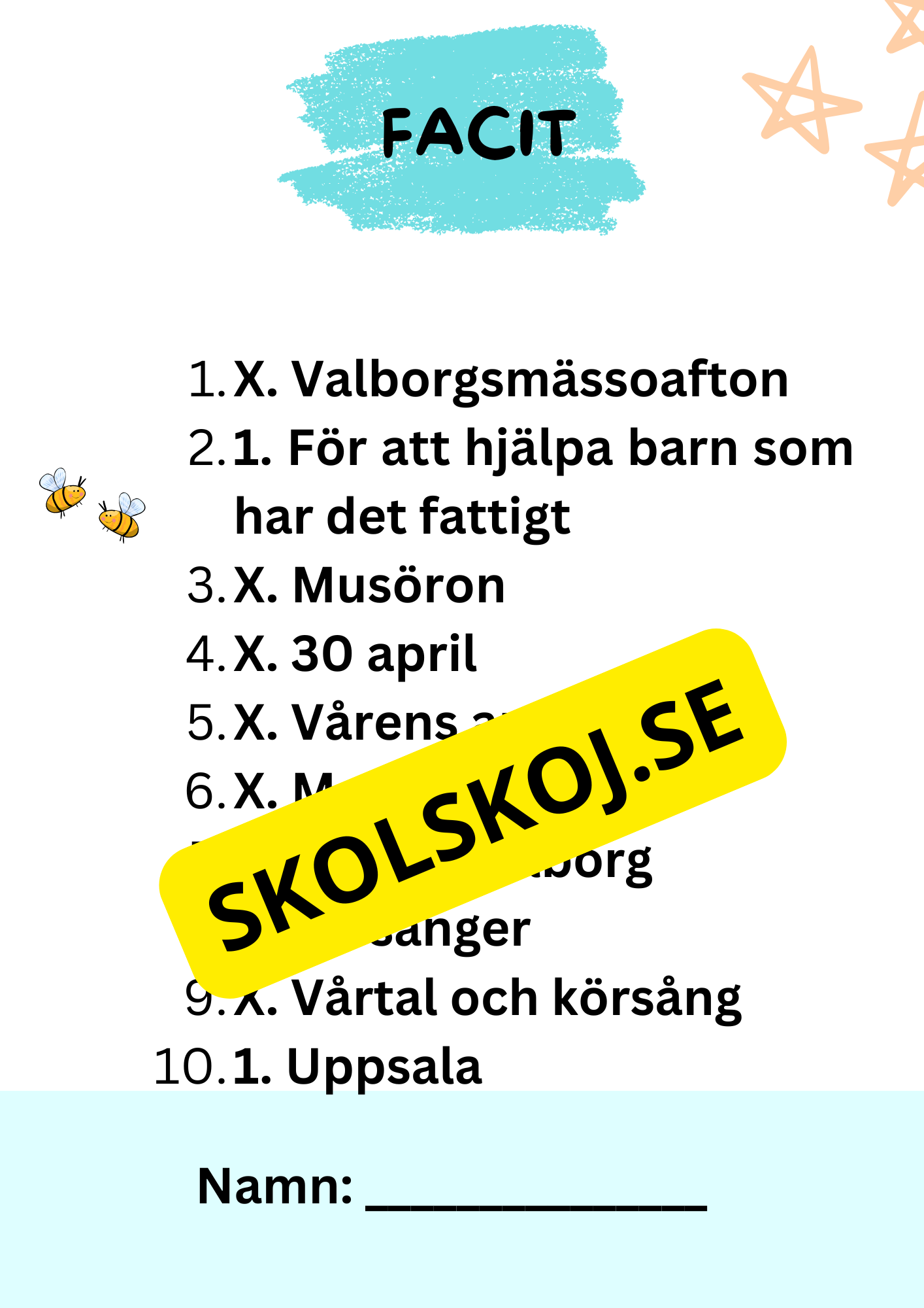 Tipspromenad Valborg + Facit