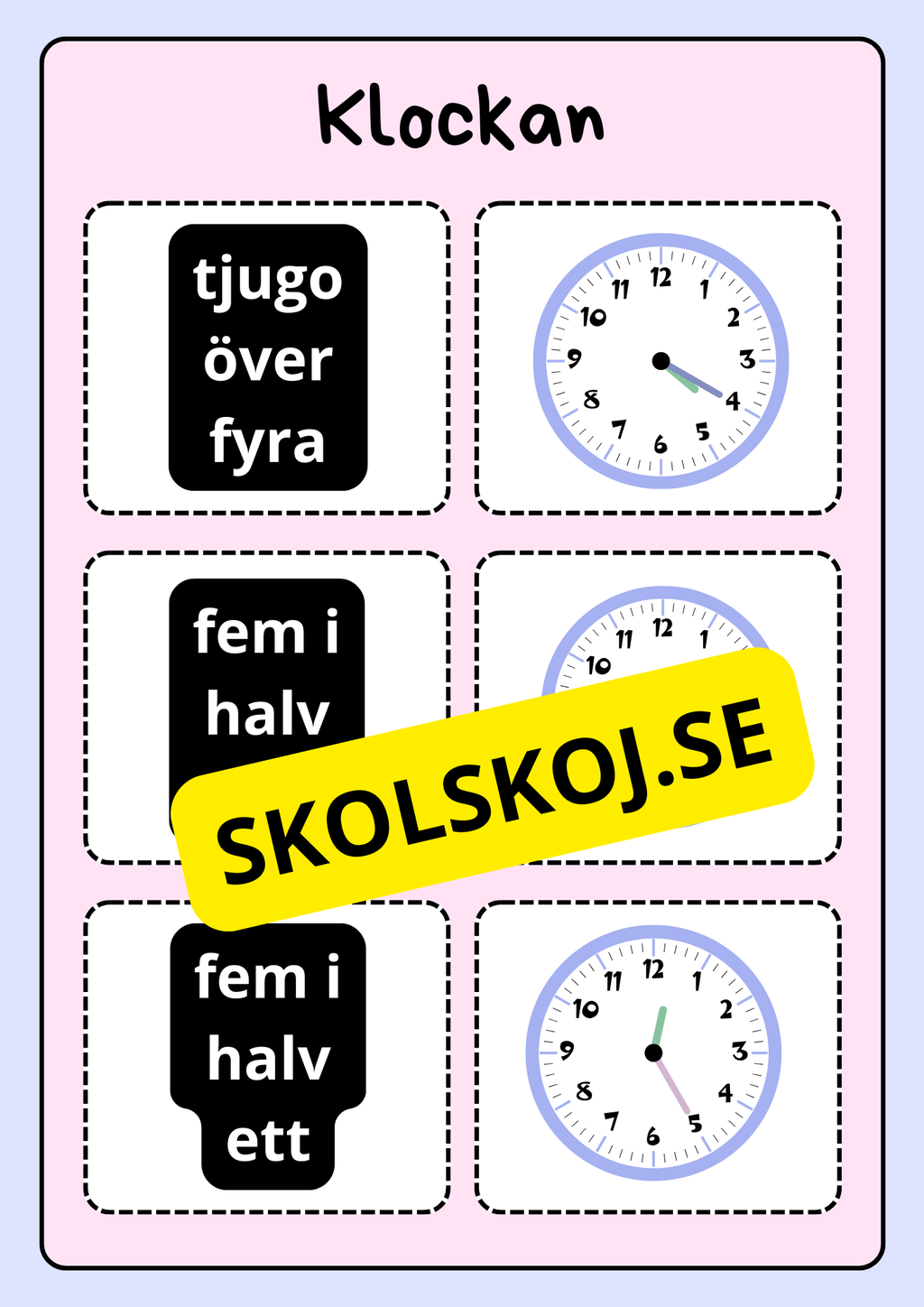 Klockan - Vi lär oss klockan (75 kort)