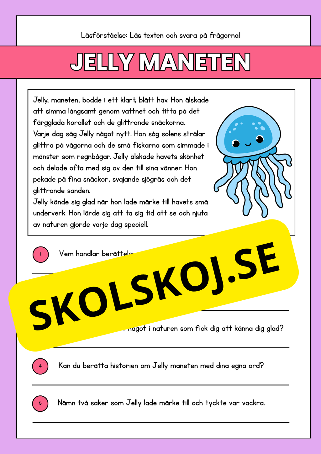 Läsförståelse - Djur- 14 texter