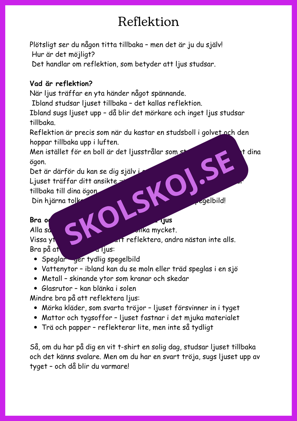 Ljud och ljus - En spännande upptäcktsresa - Årskurs 4 - 6