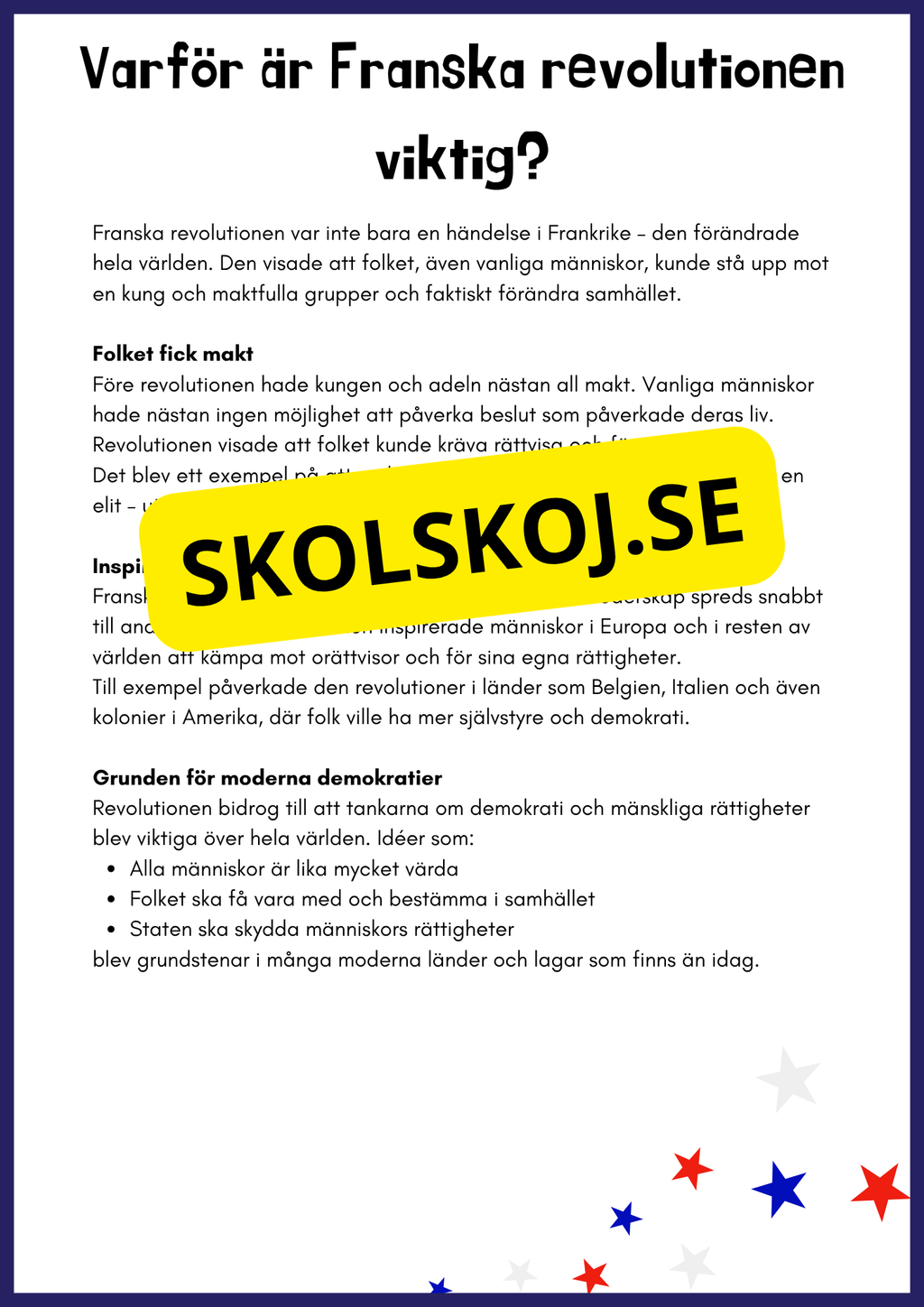 Franska revolutionen - Årskurs 4 - 6