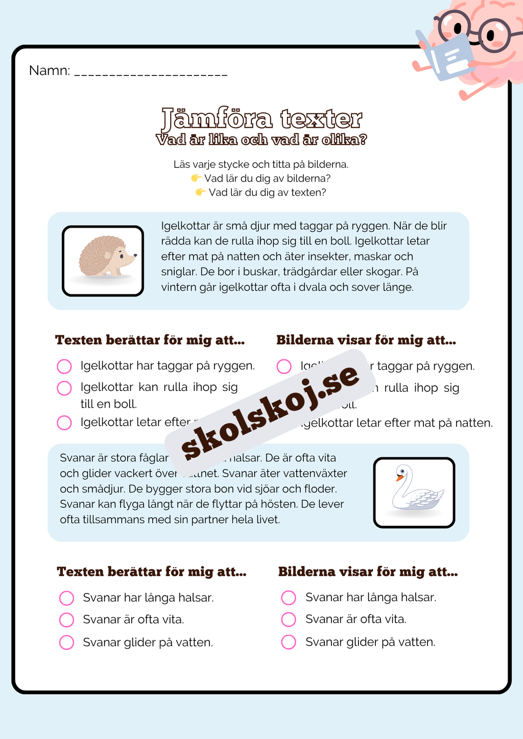 Jämföra texter - Årskurs 2 - 4