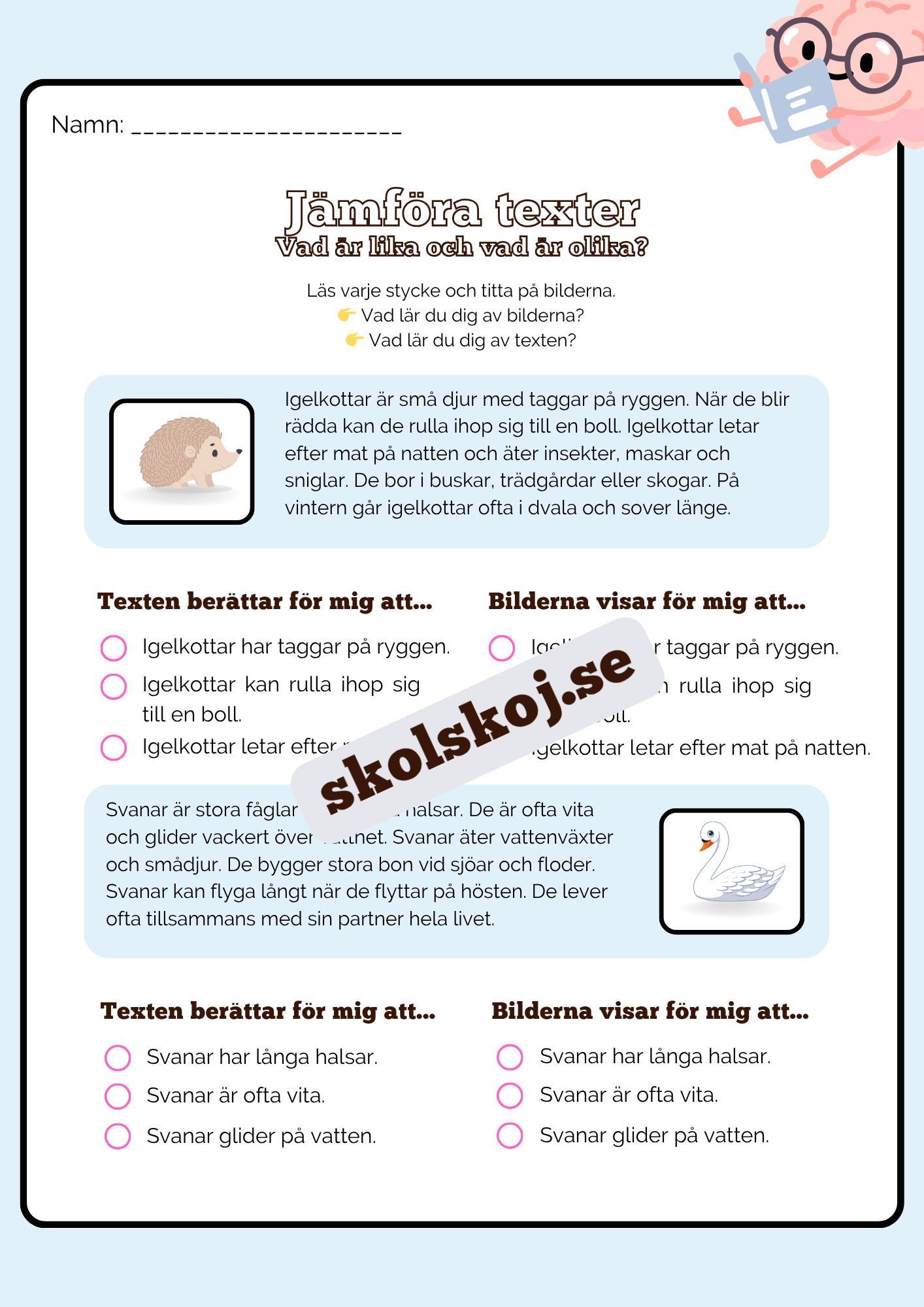 Jämföra texter - Årskurs 2 - 4