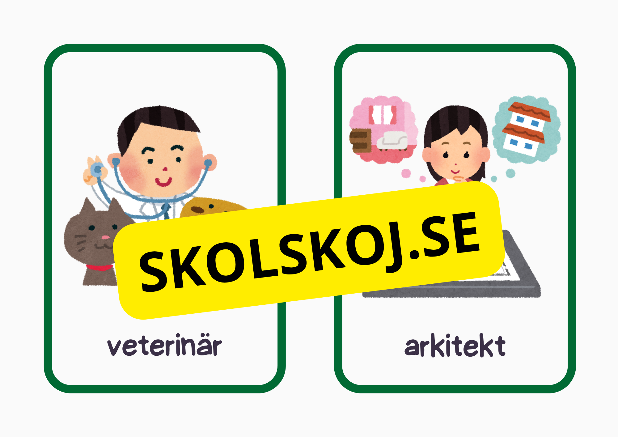 Flashkort - Tema yrke - A5 format