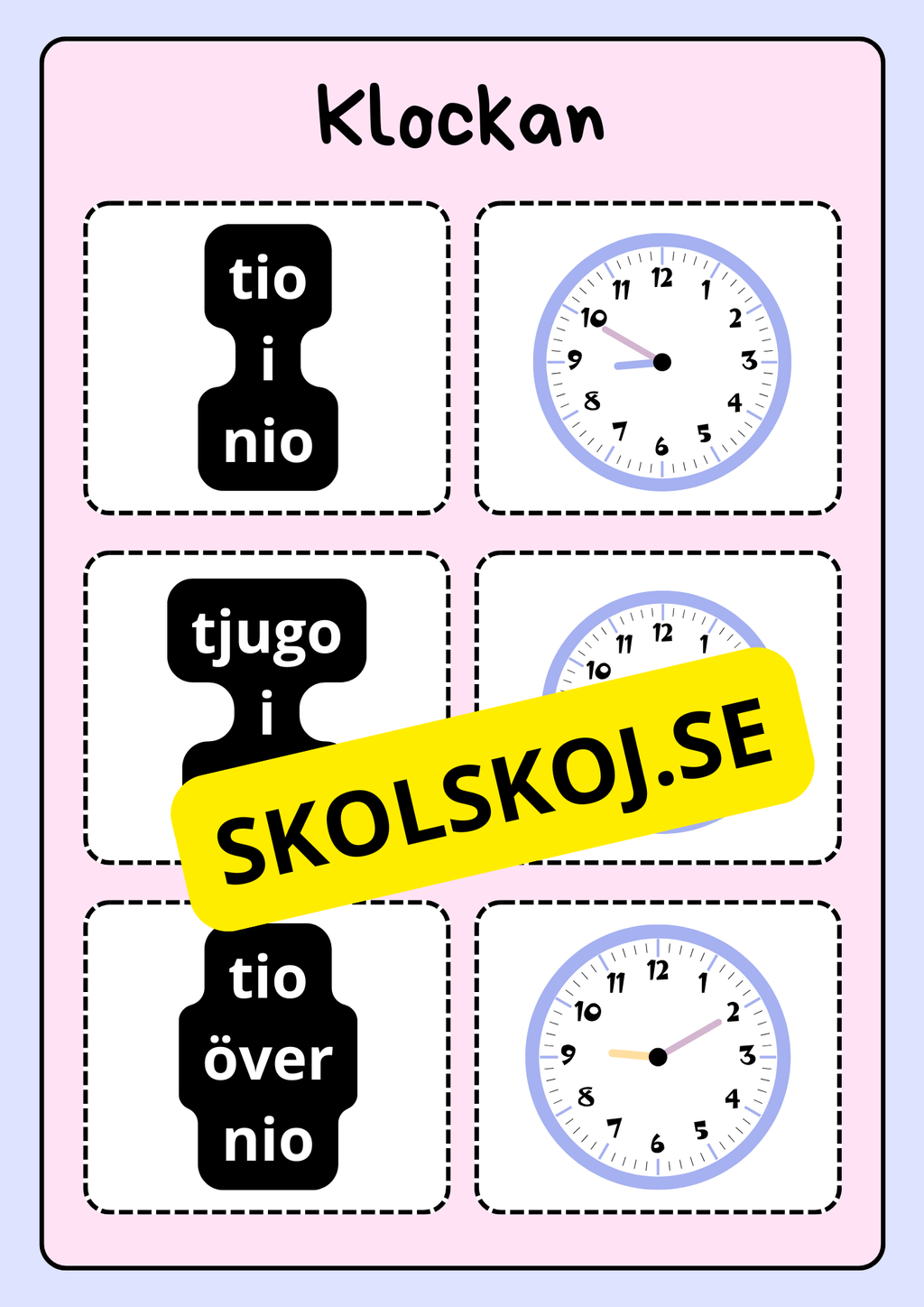 Klockan - Vi lär oss klockan (75 kort)