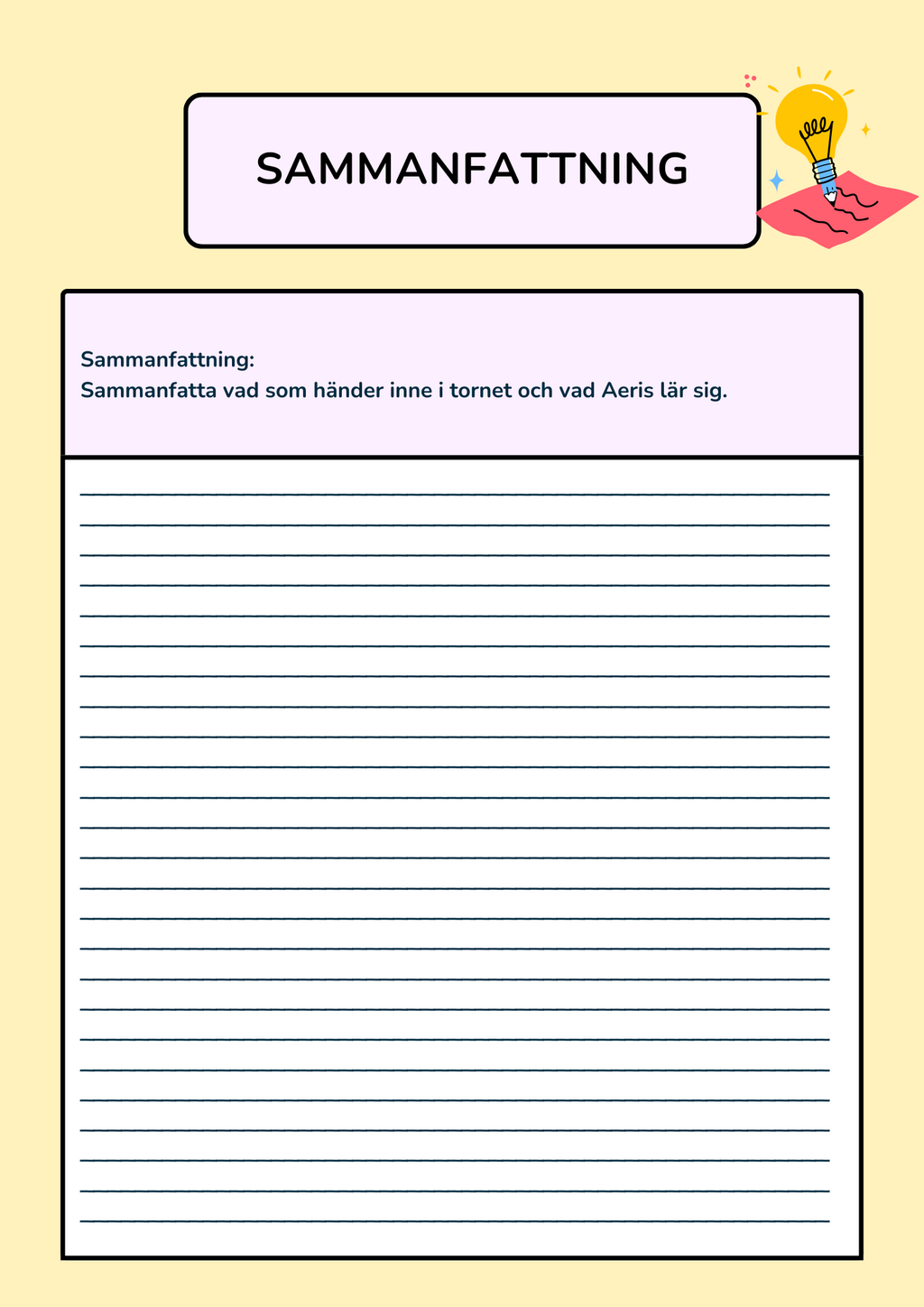 Aeris och Skuggvinden - Läsförståelsehäfte (26 sidor)