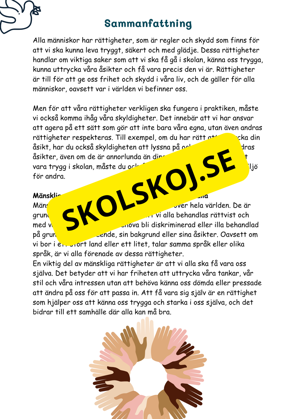 Att vara sig själv: Dina rättigheter och ansvar - Årskurs 4 - 6