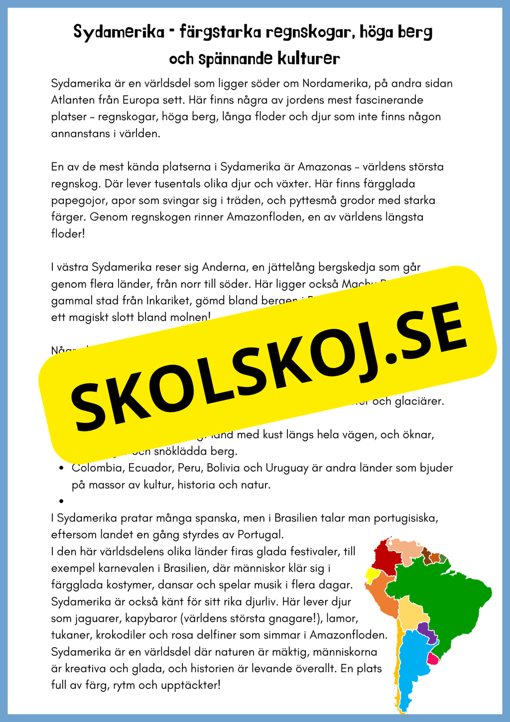 Upptäck världen - En resa genom världsdelar och världshav - Årskurs 3 - 6