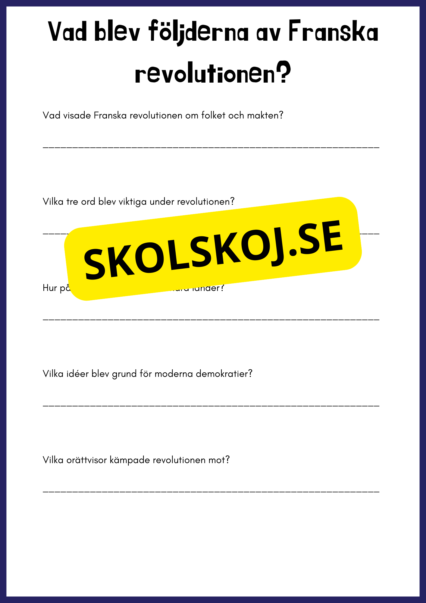 Franska revolutionen - Årskurs 4 - 6