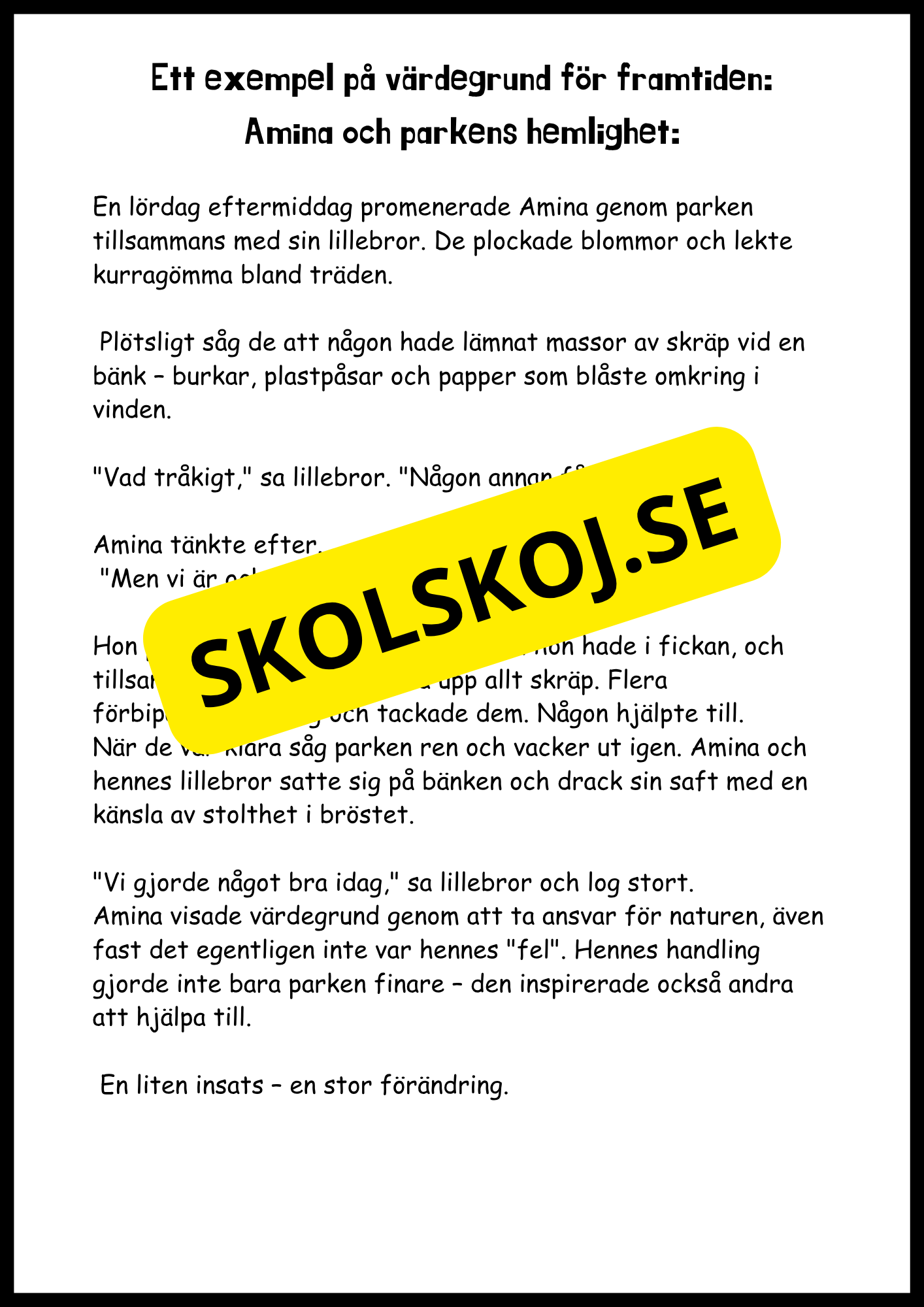 Värdegrund - I skolan, hemma och för framtiden