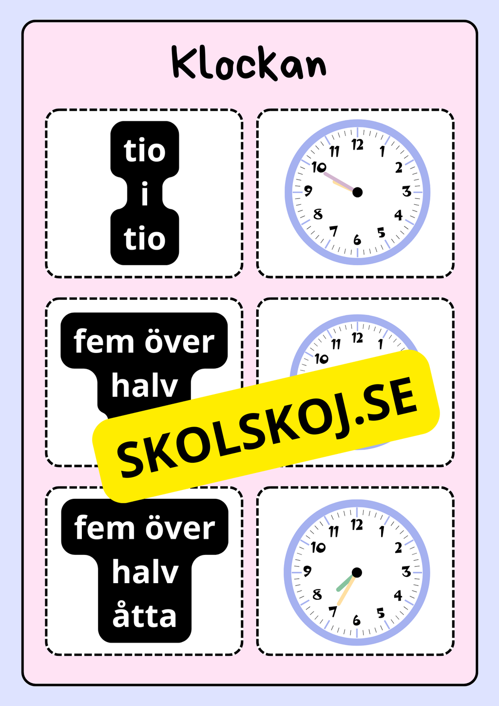 Klockan - Vi lär oss klockan (75 kort)
