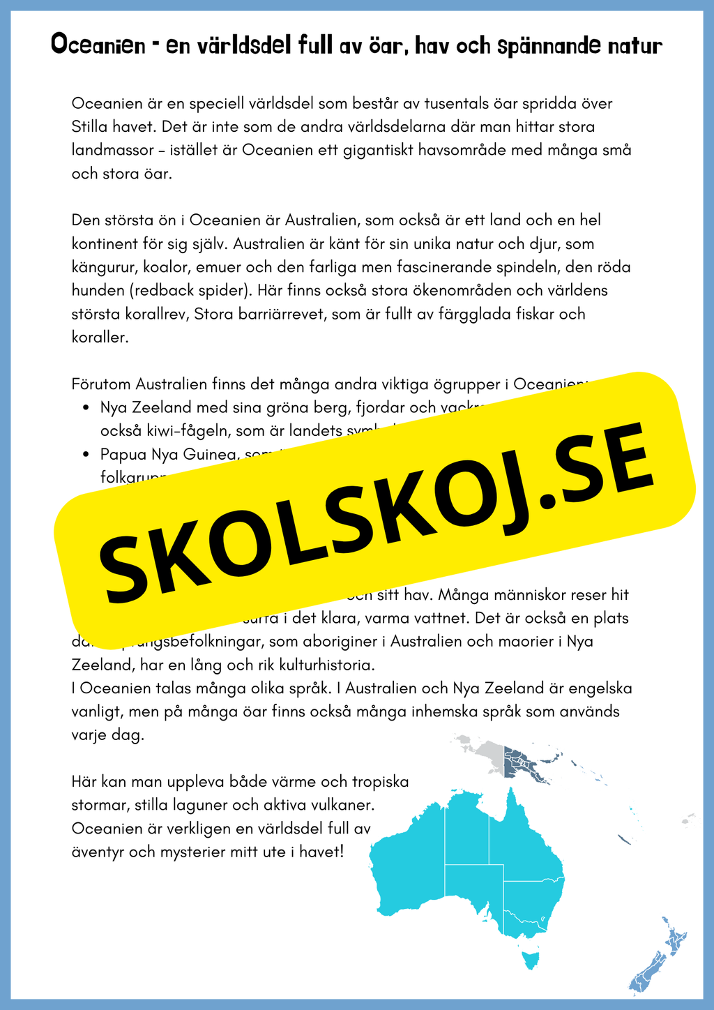 Upptäck världen - En resa genom världsdelar och världshav - Årskurs 3 - 6