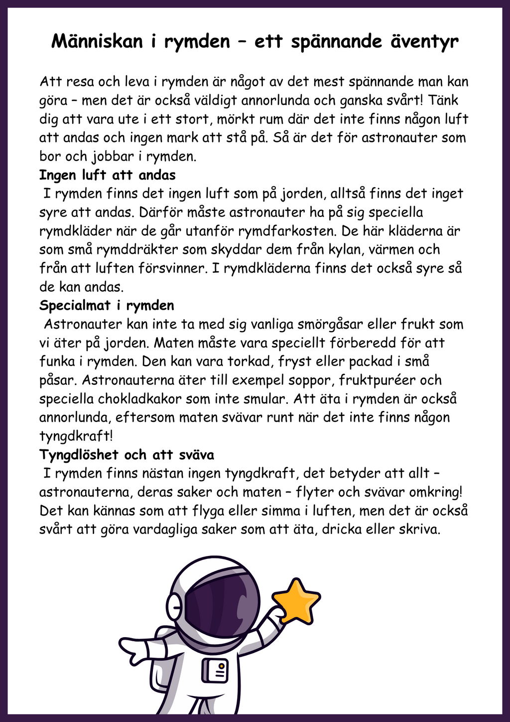 Upptäck rymden - Fakta - Årskurs 4 - 6