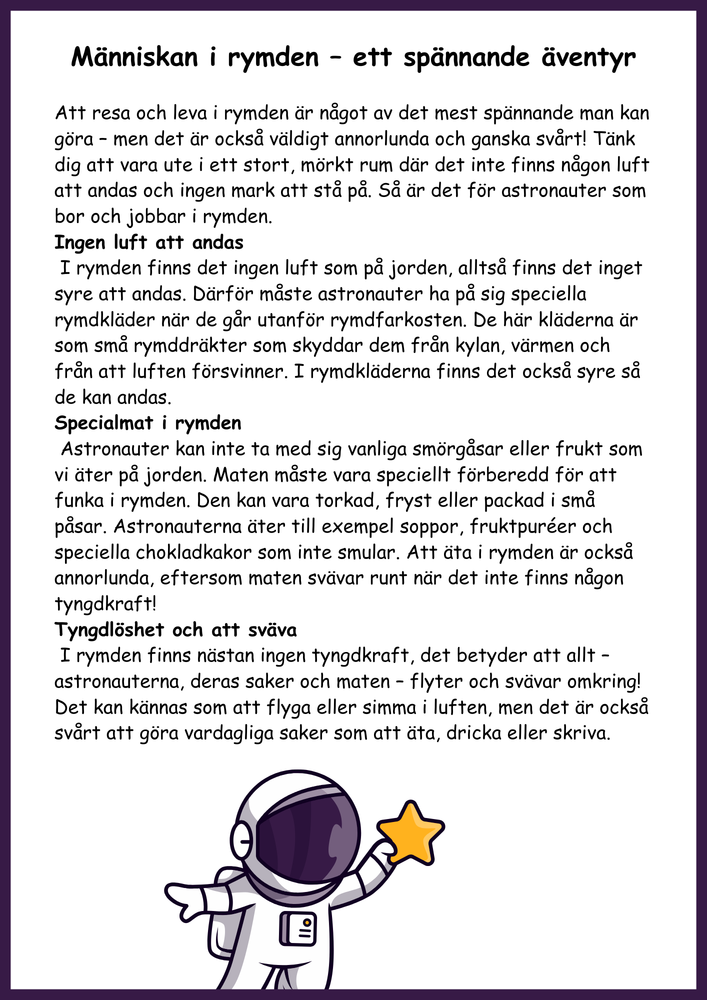 Upptäck rymden - Fakta - Årskurs 4 - 6