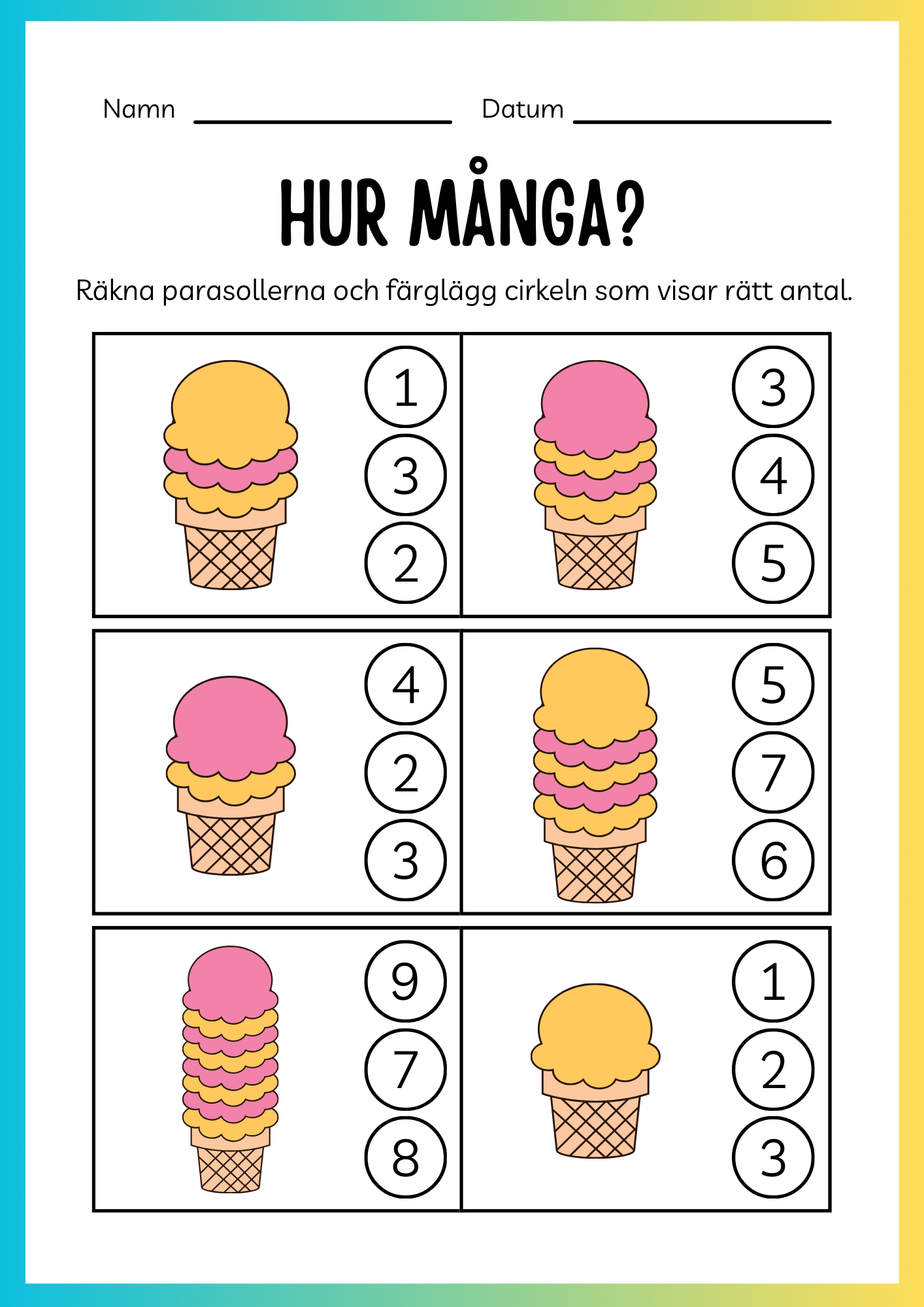 Jag lär mig skriva och räkna - Tema sommar