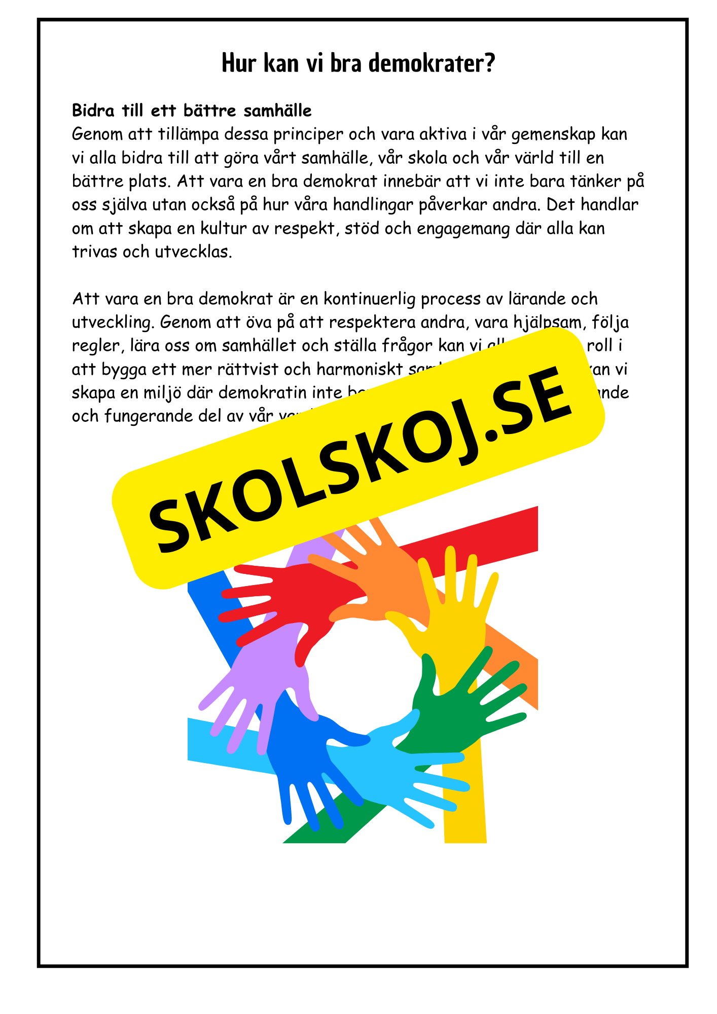 Vad är demokrati? - Årskurs 4 - 6 (18 sidor)