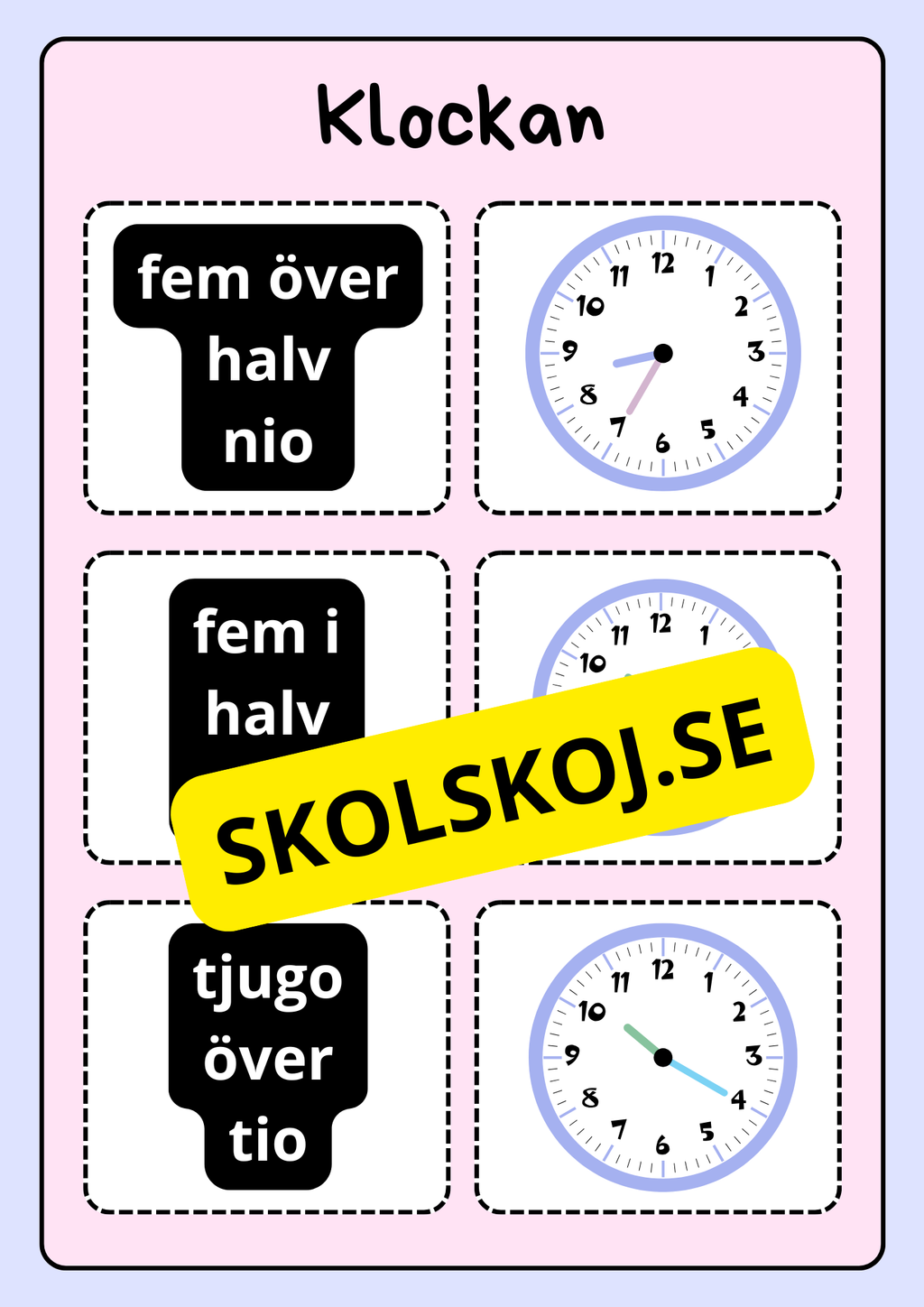 Klockan - Vi lär oss klockan (75 kort)
