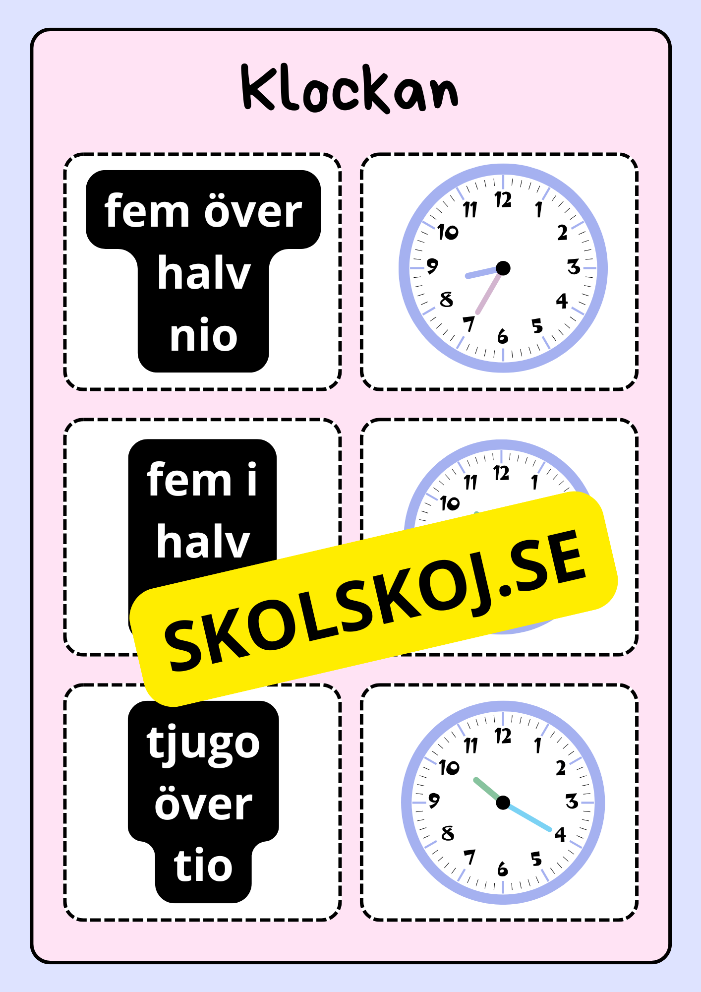 Klockan - Vi lär oss klockan (75 kort)