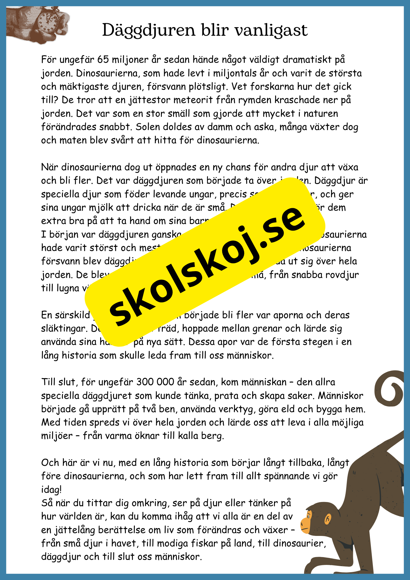 Livets fantastiska resa på jorden - Fakta + frågor - Åk 4 - 6