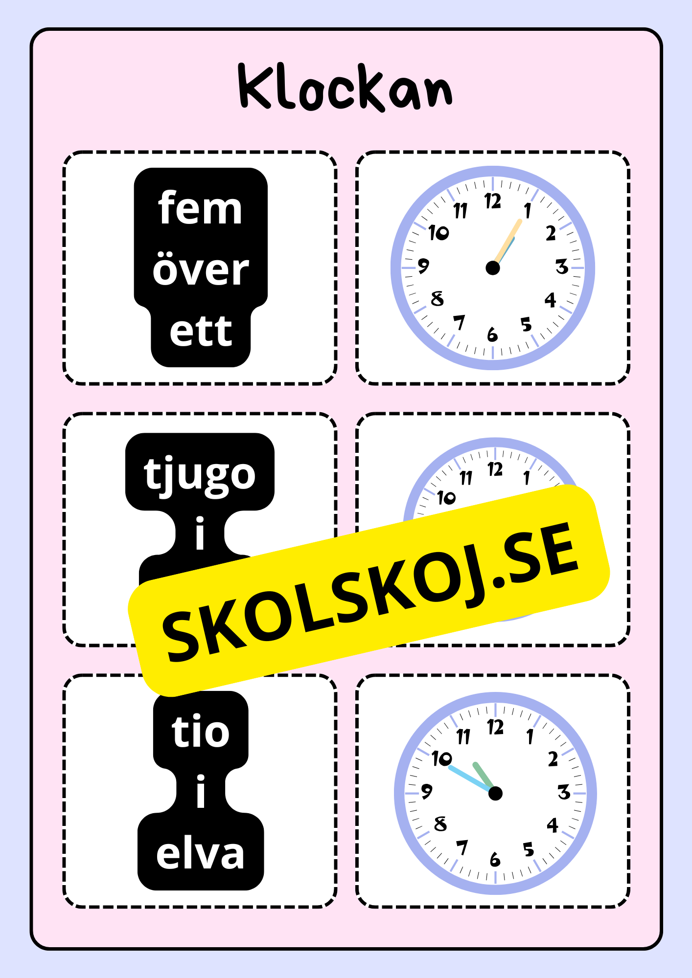 Klockan - Vi lär oss klockan (75 kort)