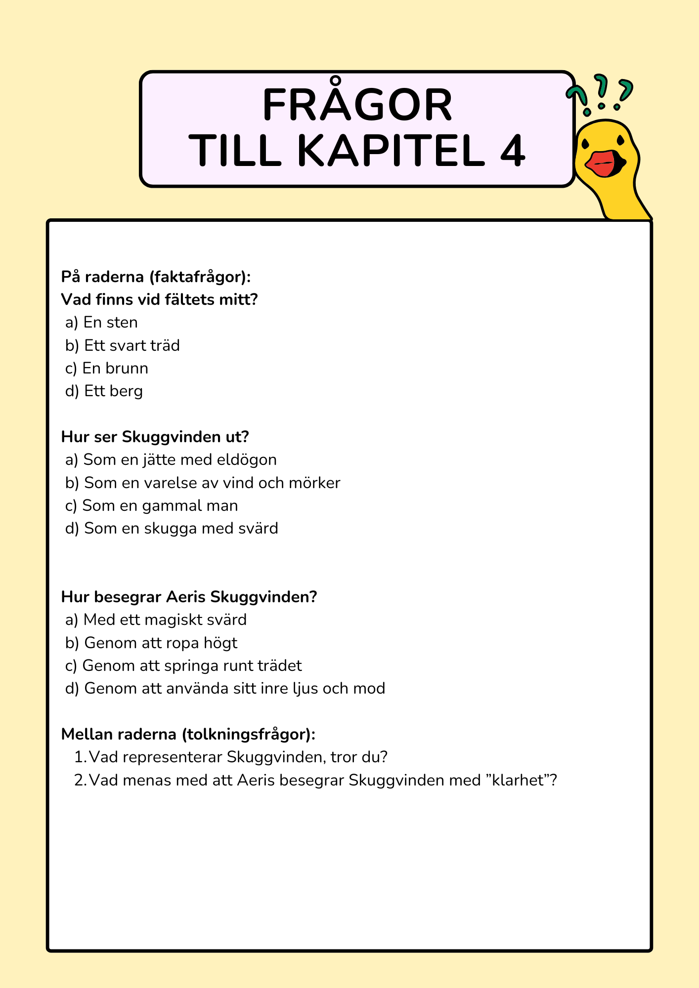 Aeris och Skuggvinden - Läsförståelsehäfte (26 sidor)