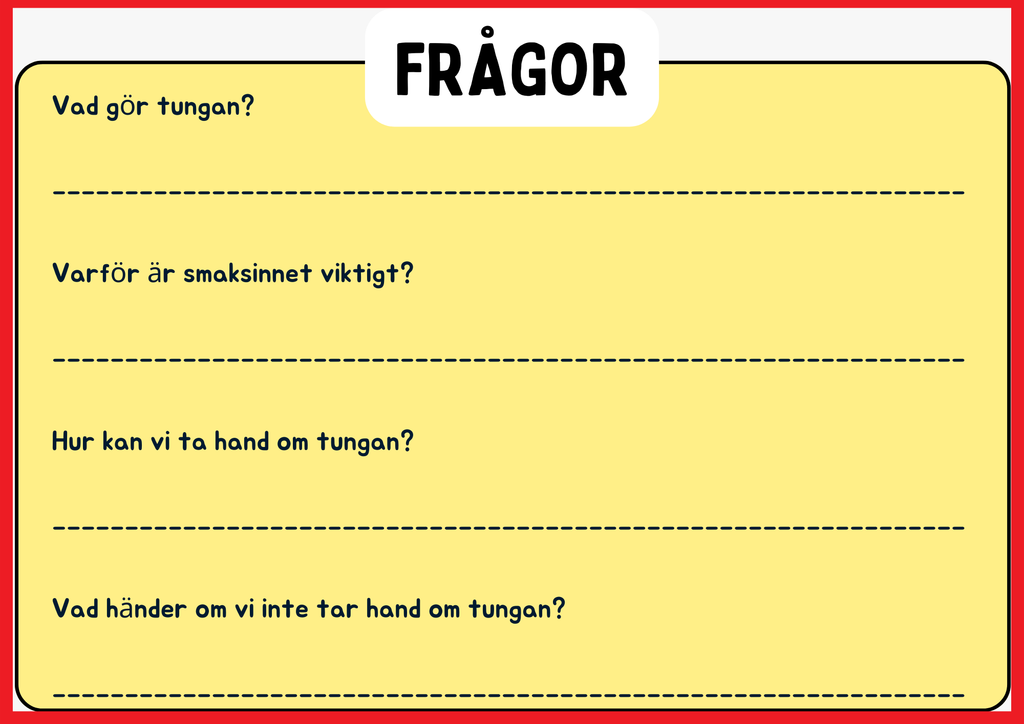 Smaksinnet - Presentation + Frågor (19 sidor)