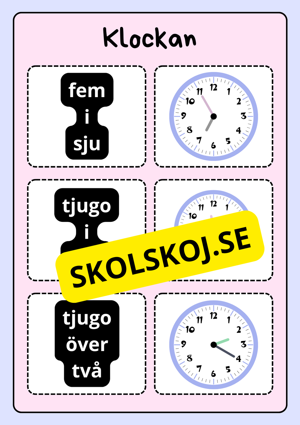Klockan - Vi lär oss klockan (75 kort)