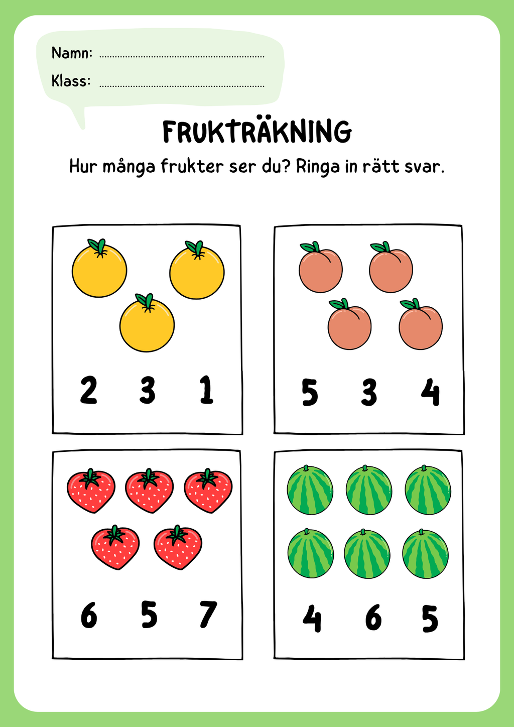 Frukträkning - Häfte