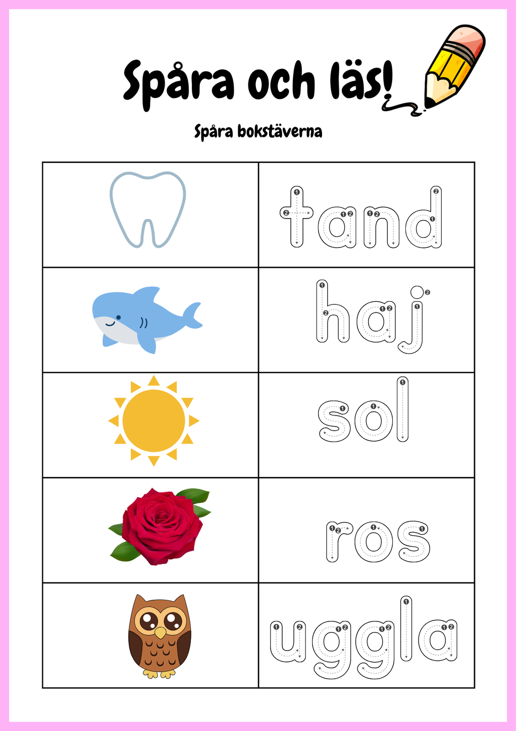 Spåra och läs - Spåra bokstäverna