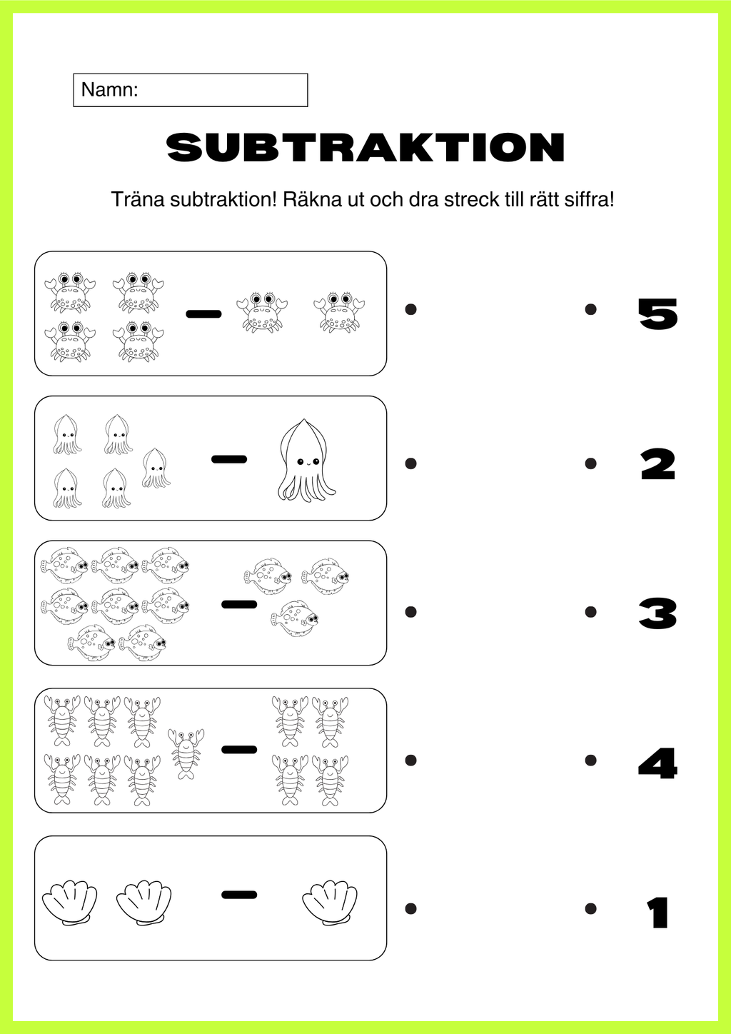 Träna subtraktion - Träna minus