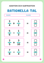 Rationella tal - Addition och subtraktion