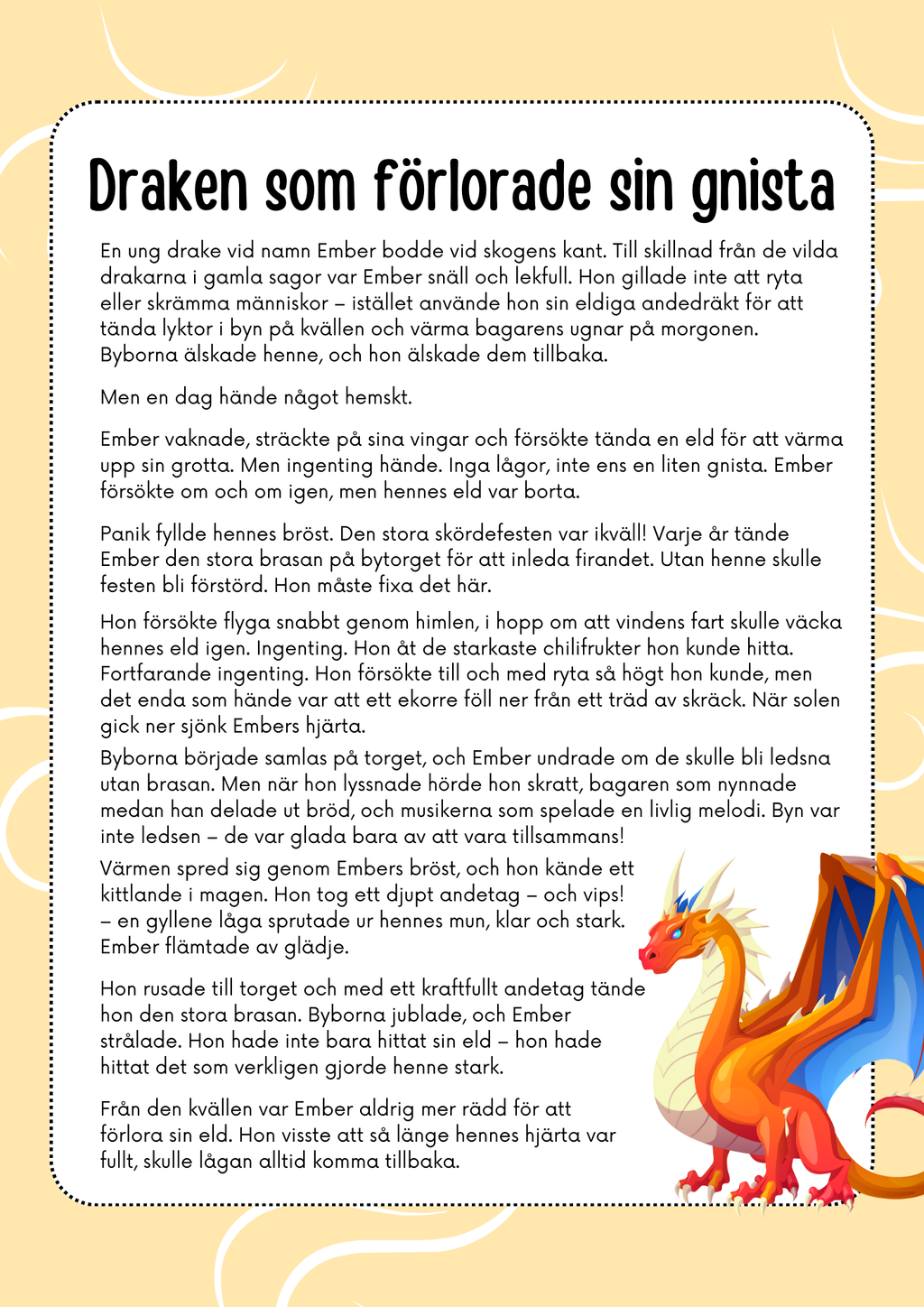 Draken som förlorade sin gnista - Läsförståelse - Årskurs 3 - 6
