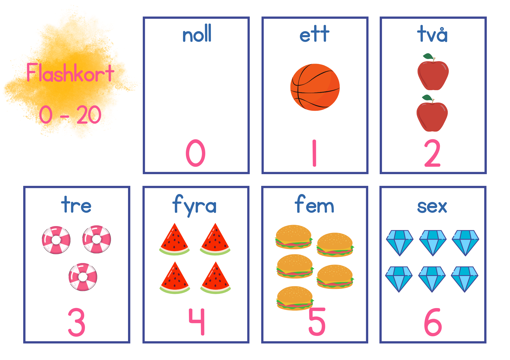 Flashkort 0 - 20 - A5 format