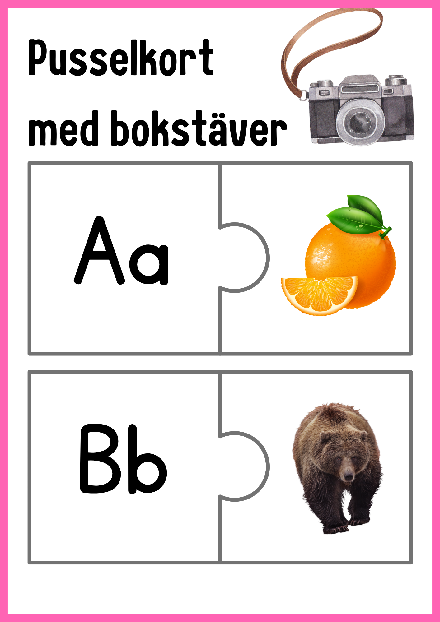 Pusselkort med bokstäver