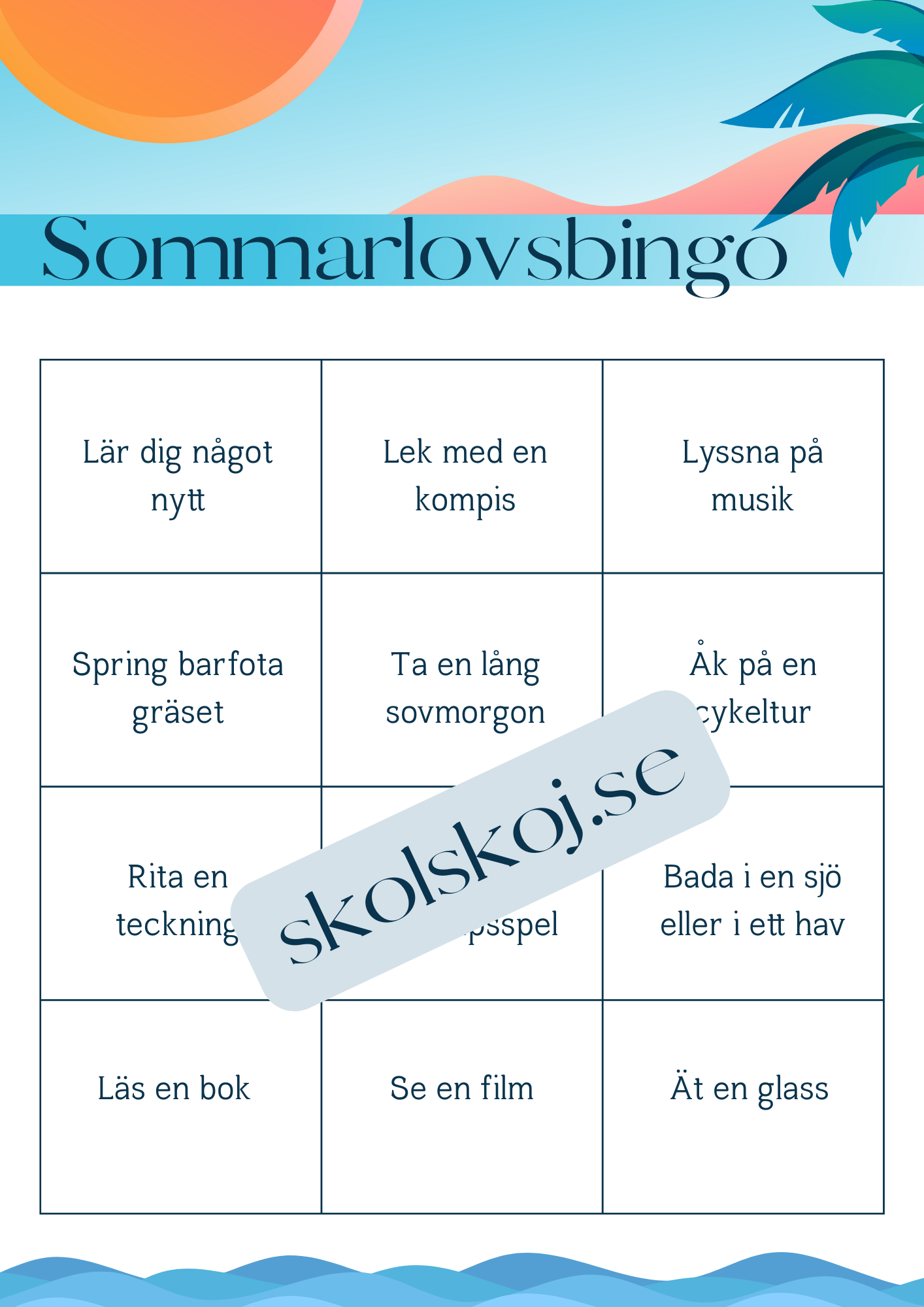 Sommarlovsbingo + bokmärken