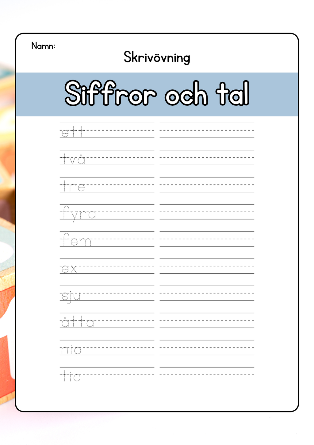 Siffror och tal - Skrivövning