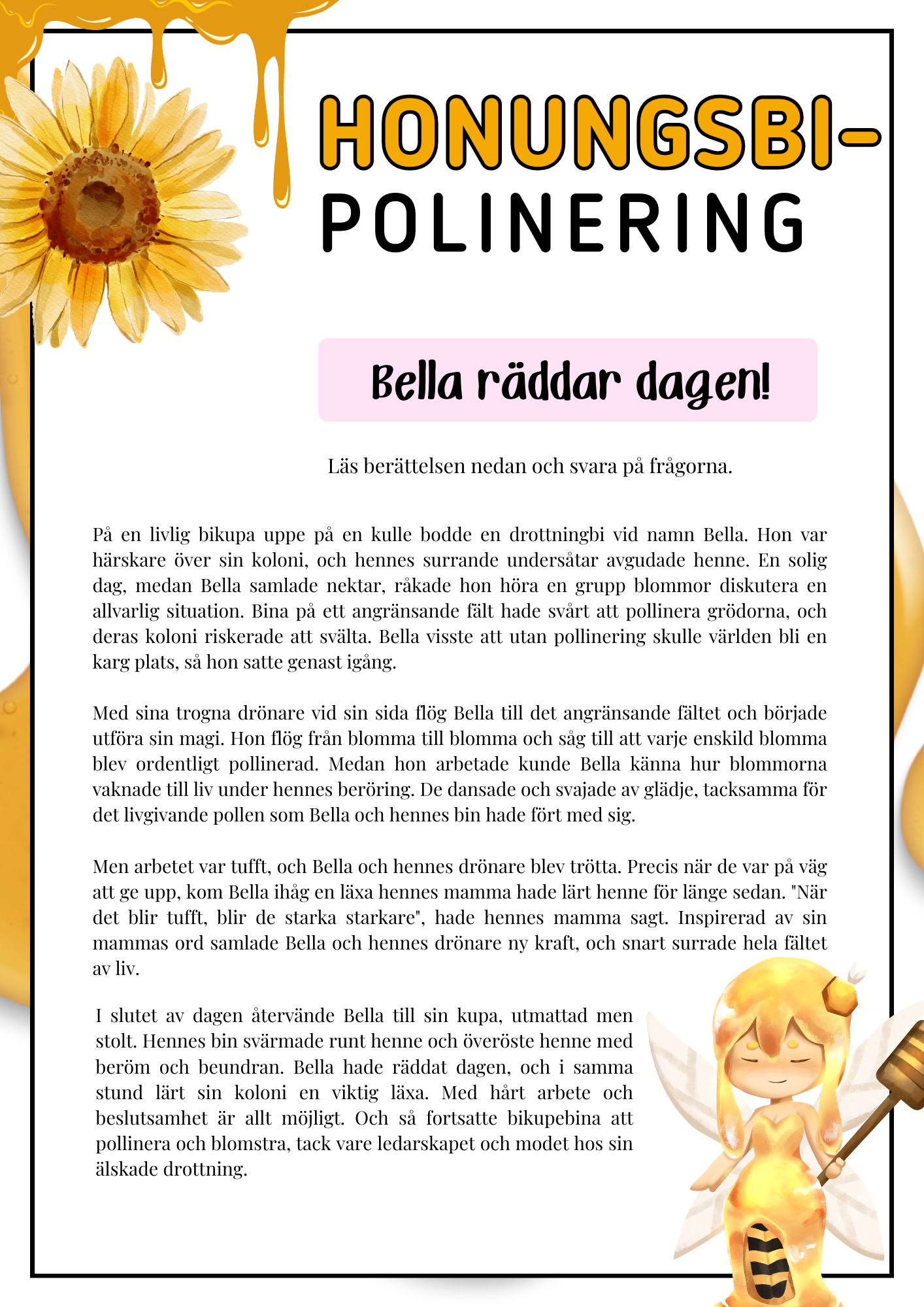 Bella räddar dagen - Läsförståelse - Åk 3 - 6