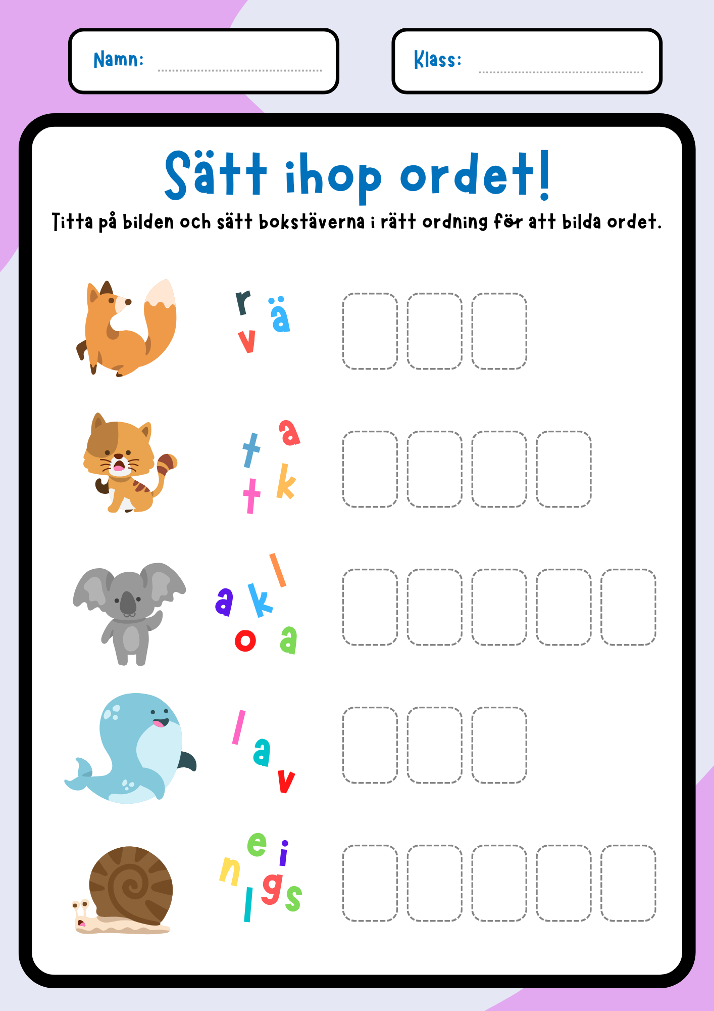 Sätt ihop ordet
