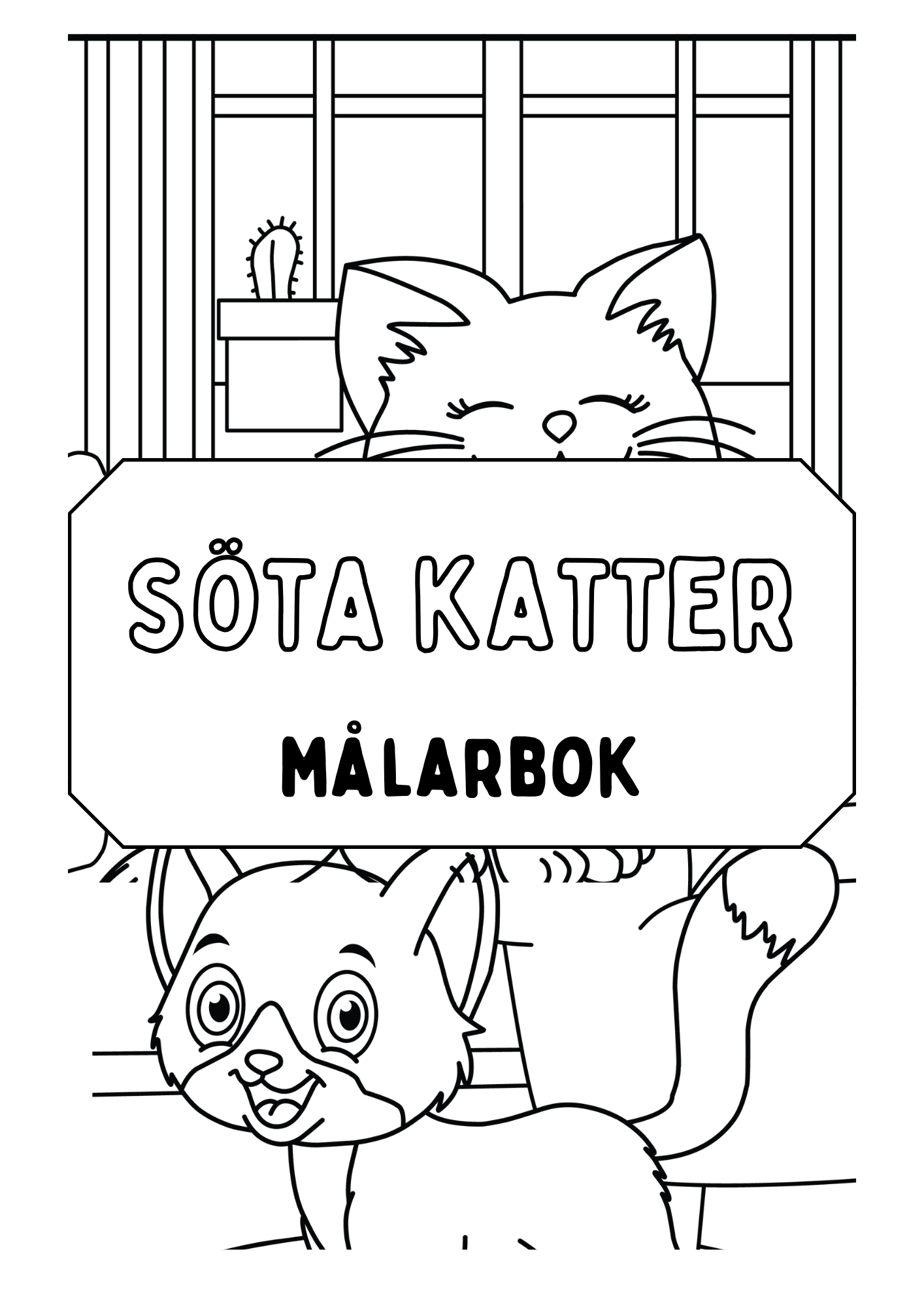 Söta katter - Målarbok.